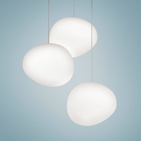 Foscarini Gregg piccola závěsné světlo, bílé, stmívatelný, Bílá / opál, Obývací pokoj / jídelna, Sklo, Design