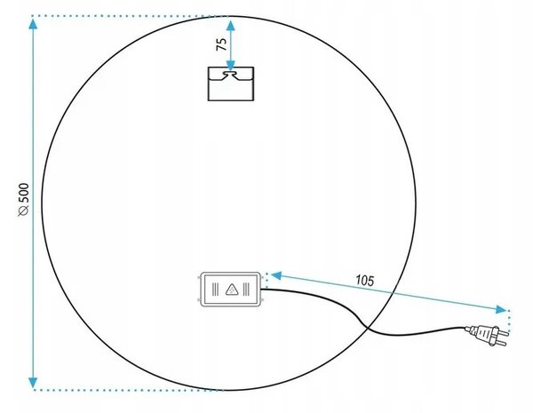 Tutumi Zrcadlo ⌀50 cm s regulovatelným LED osvětlením HOM-09517