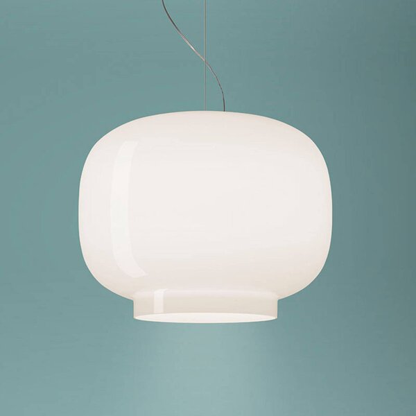 Foscarini Chouchin Bianco 1 závěsné světlo E27 LED, stmívatelný, Bílá / opál, Kuchyň, Sklo, Design