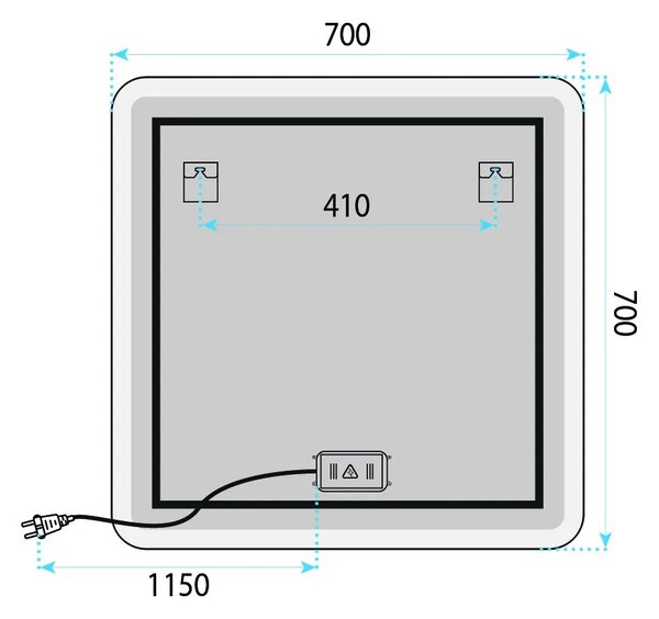 Tutumi Zrcadlo 70x70 cm s regulovatelným LED osvětlením HOM-01521
