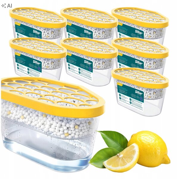 Pohlcovač vlhkosti do domácnosti Sillar 400 ml s vůní citronu 8 ks