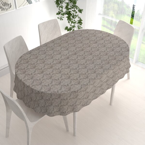 Biante Dekorační oválný ubrus PML-086 Pnoucí větvičky na hnědošedém 50x100 cm
