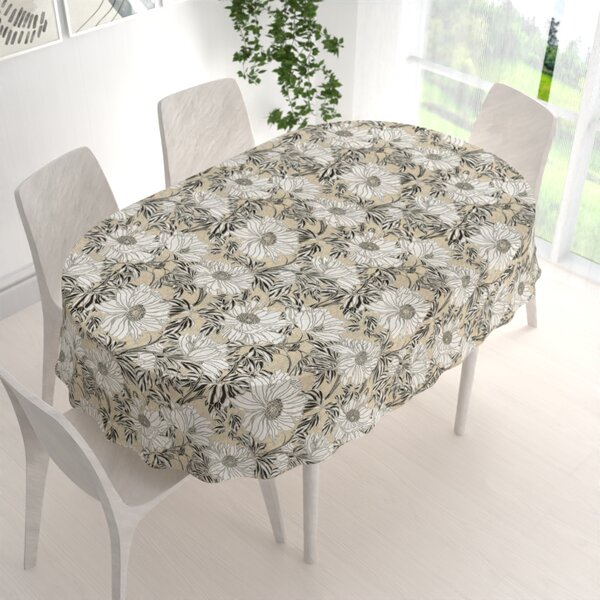 Biante Dekorační oválný ubrus PML-089 Bílé květy na béžovém 50x100 cm