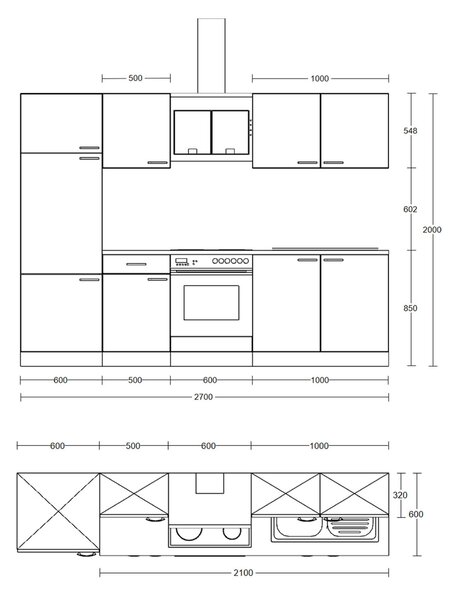 KUCHYŇSKÝ BLOK 270 cm FlexWell - Online Only kuchyňské linky, Online Only