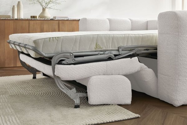 -25 % Dny MOMENTI– Bobochic Paris Bílá bouclé rozkládací pohovka Cloud 228 cm