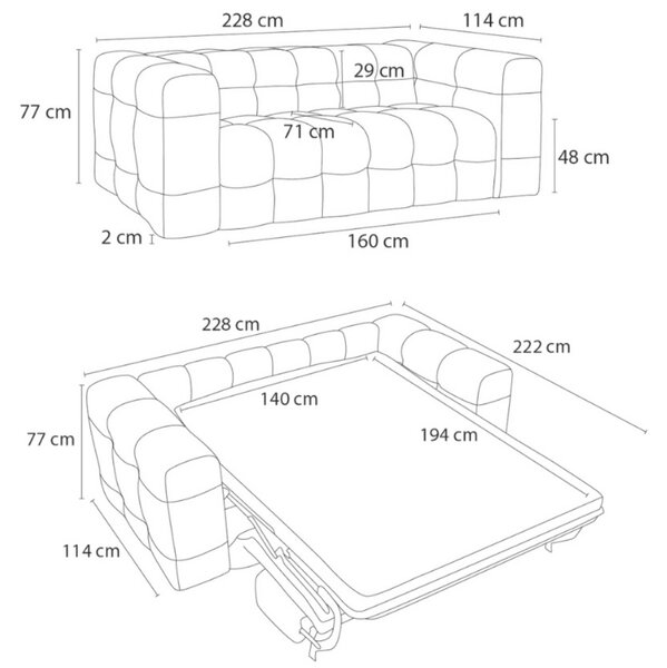 -25 % Dny MOMENTI– Bobochic Paris Béžová bouclé rozkládací pohovka Cloud 228 cm