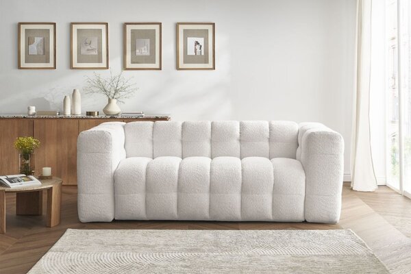 -25 % Dny MOMENTI– Bobochic Paris Bílá bouclé rozkládací pohovka Cloud 228 cm
