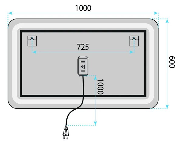 Tutumi Zrcadlo 100x60 cm s regulovatelným LED osvětlením HOM-01524