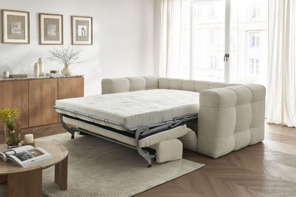 -25 % Dny MOMENTI– Bobochic Paris Béžová bouclé rozkládací pohovka Cloud 228 cm