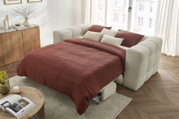 -25 % Dny MOMENTI– Bobochic Paris Béžová bouclé rozkládací pohovka Cloud 228 cm