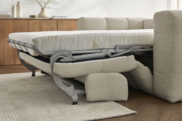 -25 % Dny MOMENTI– Bobochic Paris Béžová bouclé rozkládací pohovka Cloud 228 cm