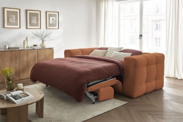 -25 % Dny MOMENTI– Bobochic Paris Terakotově oranžová bouclé rozkládací pohovka Cloud 228 cm