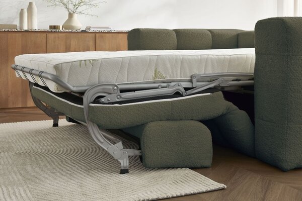 -25 % Dny MOMENTI– Bobochic Paris Zelená bouclé rozkládací pohovka Cloud 228 cm