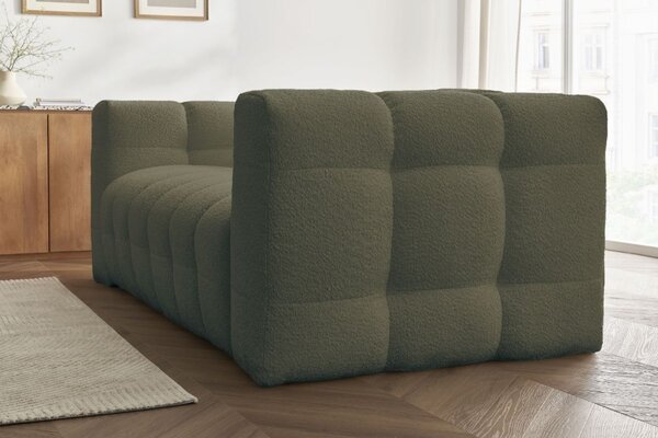 -25 % Dny MOMENTI– Bobochic Paris Zelená bouclé rozkládací pohovka Cloud 228 cm