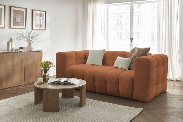 -25 % Dny MOMENTI– Bobochic Paris Terakotově oranžová bouclé rozkládací pohovka Cloud 228 cm
