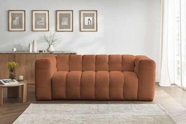-25 % Dny MOMENTI– Bobochic Paris Terakotově oranžová bouclé rozkládací pohovka Cloud 228 cm