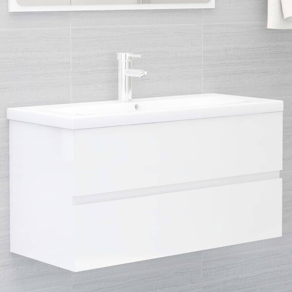 Skříňka pod umyvadlo bílá lesklá 90x38,5x45 cm kompozitní dřevo