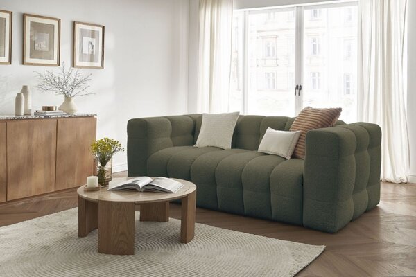 -25 % Dny MOMENTI– Bobochic Paris Zelená bouclé rozkládací pohovka Cloud 228 cm