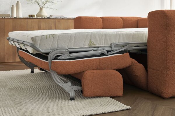 -25 % Dny MOMENTI– Bobochic Paris Terakotově oranžová bouclé rozkládací pohovka Cloud 228 cm