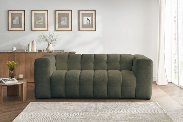 -25 % Dny MOMENTI– Bobochic Paris Zelená bouclé rozkládací pohovka Cloud 228 cm