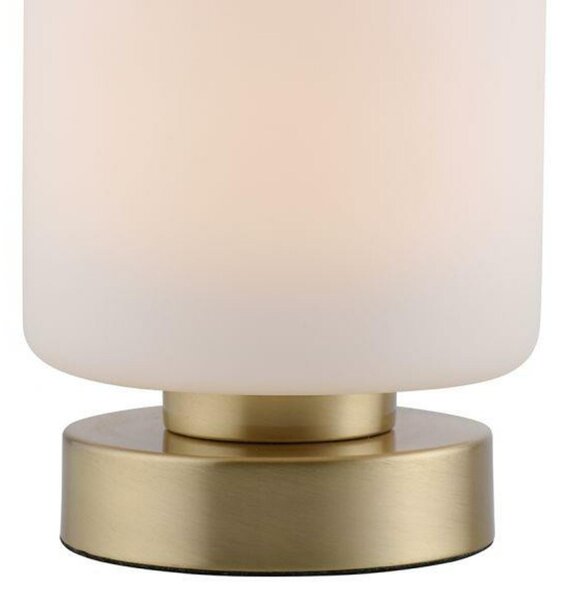 PAUL NEUHAUS LED stolní lampa, mosaz, kruhová, dotykový stmívač, nadčasový design 3000K