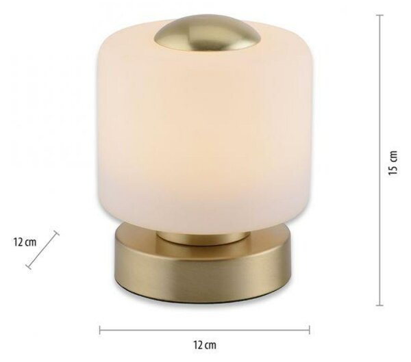 PAUL NEUHAUS LED stolní lampa, mosaz, kruhová, dotykový stmívač, nadčasový design 3000K