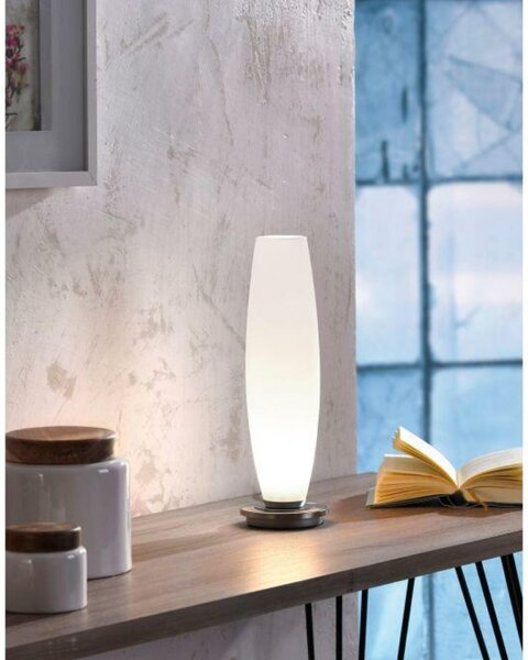 PAUL NEUHAUS LED stolní lampa z opálového skla v jednoduchém designu a stříbrnou nohou 2700K PN 4027-55