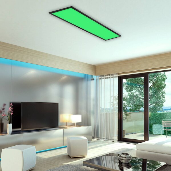 Briloner Barevný LED panel, stmívatelný, RGB, 100x25cm, stmívatelný, Černá, Obývací pokoj / jídelna, Plast, Moderní