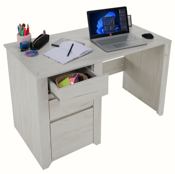 KONDELA PC stůl typ 80, bílá craft, ANGEL