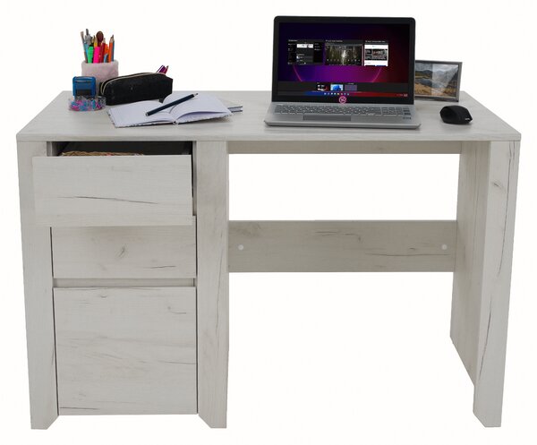 KONDELA PC stůl typ 80, bílá craft, ANGEL