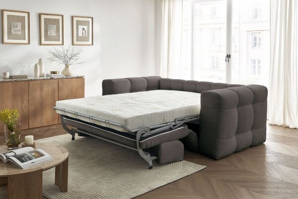 -25 % Dny MOMENTI– Bobochic Paris Hnědá bouclé rozkládací pohovka Cloud 228 cm
