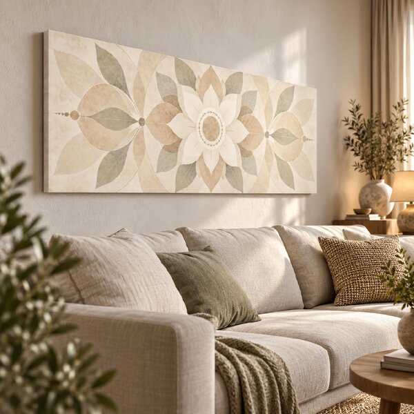 Obraz na plátně - Mandala Dotek něhy FeelHappy.cz Rozměr (Šířka/Výška): 60 x 20 cm