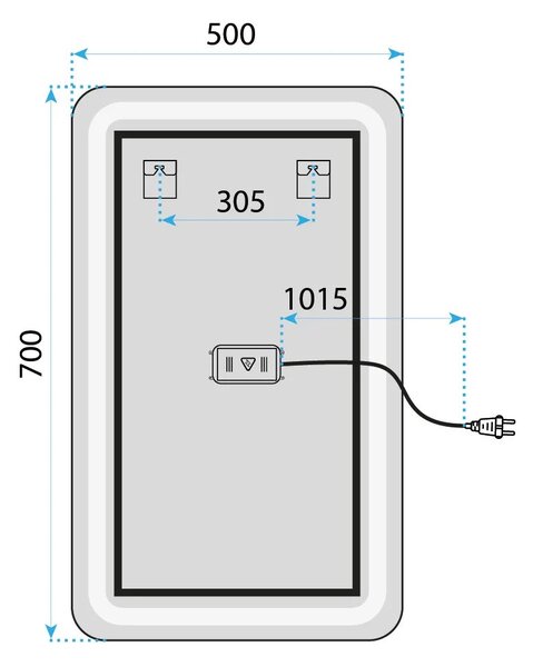 Tutumi Zrcadlo 70x50 cm s vyhříváním a regulovatelným LED osvětlením HOM-00200