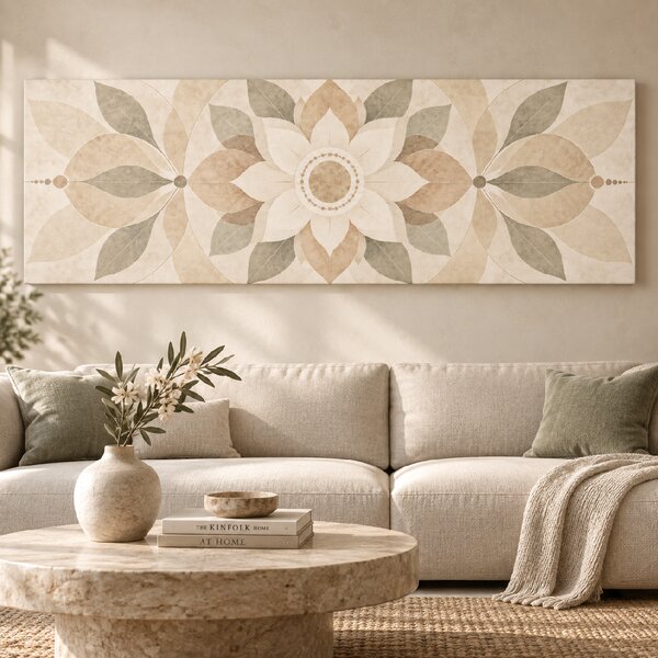 Obraz na plátně - Mandala Dotek něhy FeelHappy.cz Rozměr (Šířka/Výška): 60 x 20 cm