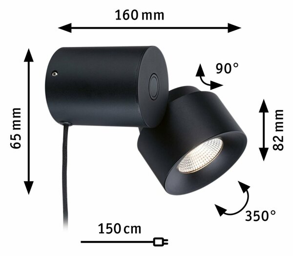 PAULMANN LED stolní lampa 3-krokové-stmívatelné Puric Pane 2700K 3W černá