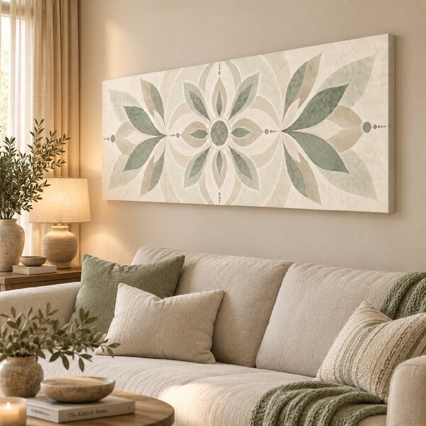 Obraz na plátně - Mandala Šalvějové opojení FeelHappy.cz Rozměr (Šířka/Výška): 60 x 20 cm