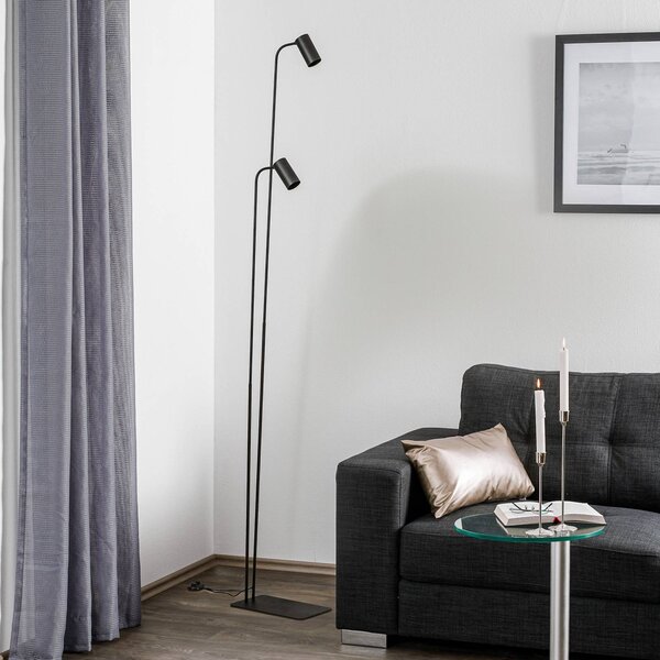 Nowodvorski Lighting Stojací lampa Mono II, dvouramenná, černá, Černá, Obývací pokoj / jídelna, kov, Moderní