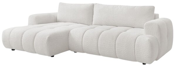 -25 % Dny MOMENTI– Bobochic Paris Bílá bouclé rozkládací pohovka Fuji 292 cm, levá