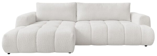 -25 % Dny MOMENTI– Bobochic Paris Bílá bouclé rozkládací pohovka Fuji 292 cm, levá