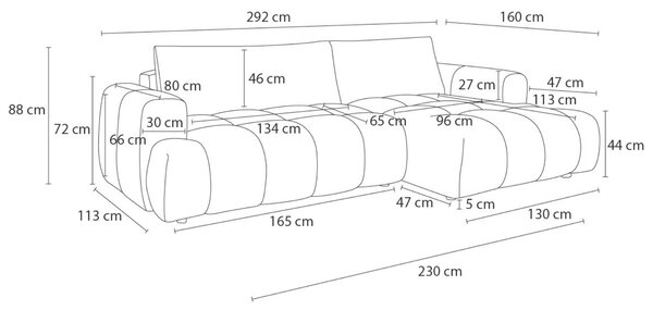 -25 % Dny MOMENTI– Bobochic Paris Béžová bouclé rozkládací pohovka Fuji 292 cm, levá
