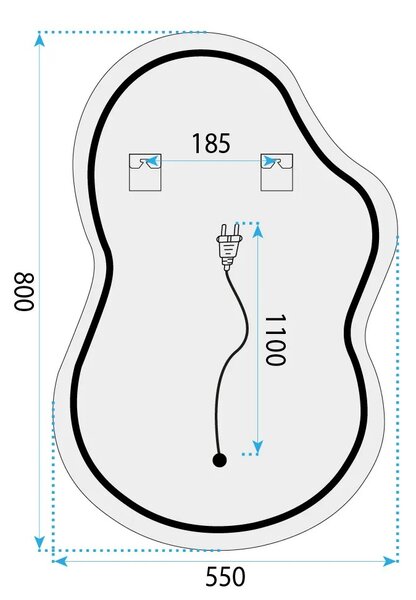 Tutumi Zrcadlo 80x55 cm s vyhříváním a regulovatelným LED osvětlením HOM-01515
