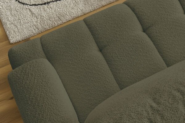 -25 % Dny MOMENTI– Bobochic Paris Zelená bouclé rozkládací pohovka Fuji 292 cm, levá