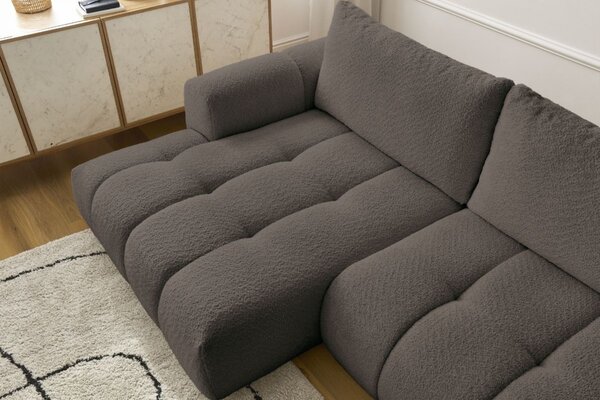 -25 % Dny MOMENTI– Bobochic Paris Hnědá bouclé rozkládací pohovka Fuji 292 cm, levá