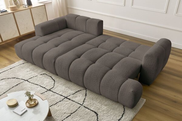 -25 % Dny MOMENTI– Bobochic Paris Hnědá bouclé rozkládací pohovka Fuji 292 cm, levá
