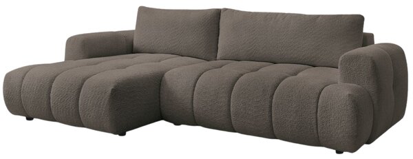-25 % Dny MOMENTI– Bobochic Paris Hnědá bouclé rozkládací pohovka Fuji 292 cm, levá