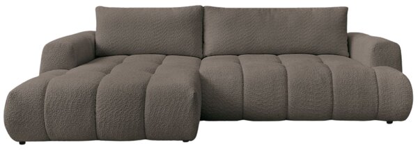 -25 % Dny MOMENTI– Bobochic Paris Hnědá bouclé rozkládací pohovka Fuji 292 cm, levá