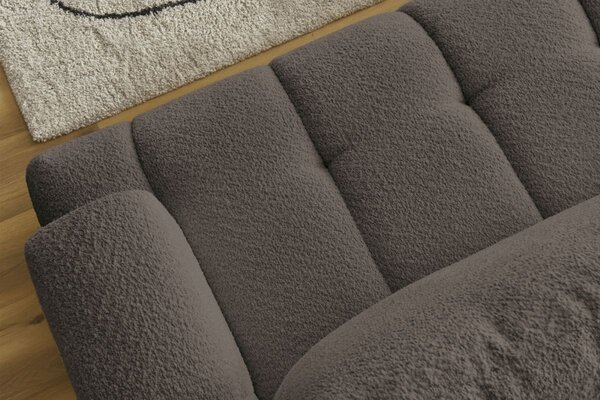 -25 % Dny MOMENTI– Bobochic Paris Hnědá bouclé rozkládací pohovka Fuji 292 cm, levá