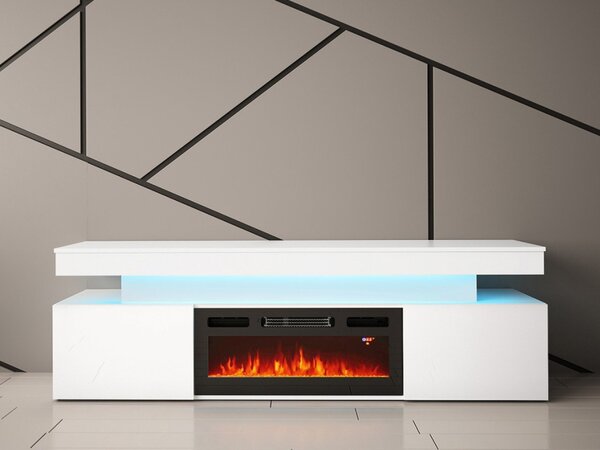 TV skříňka s krbem Lestirola EF 2D 190, Barva:: bíla / bíly lesk 5903211305764