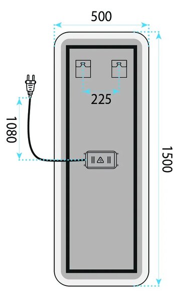 Tutumi Zrcadlo 150x50 cm s regulovatelným LED osvětlením HOM-01527