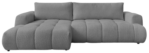 -25 % Dny MOMENTI– Bobochic Paris Šedá bouclé rozkládací pohovka Fuji 292 cm, levá